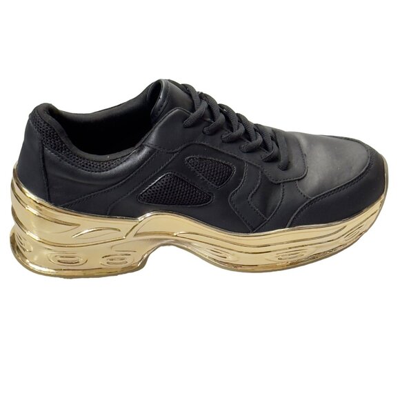 CAPE ROBBIN Attitude C Womens Shoes Black Faux Leather Sneakers Gold-tone Size 9 - Picture 9 of 12